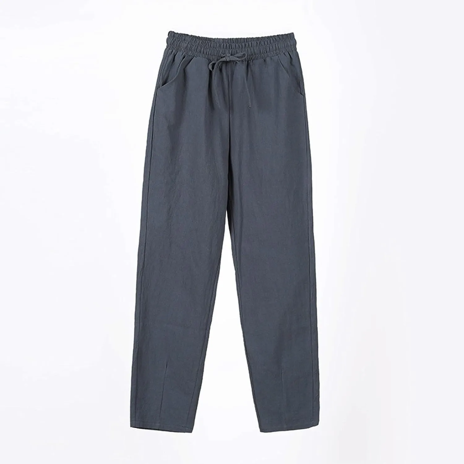Womens Dress Pants Wide Leg High Waisted Cotton Linen Petite,Linen Sweatpants, Cargo Trousers with Pockets