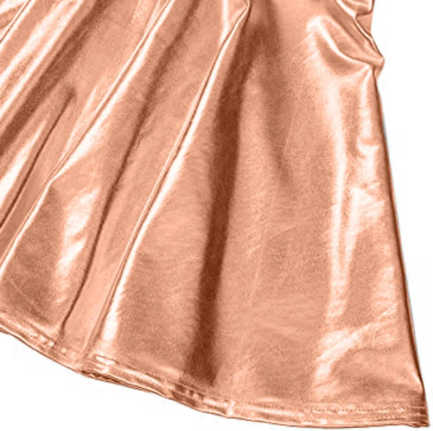 Women's Fashion High Waist Pleated Solid Color Short Skirt Loose Skirt Metallic Skater Skirt Sparkly Shiny Flared