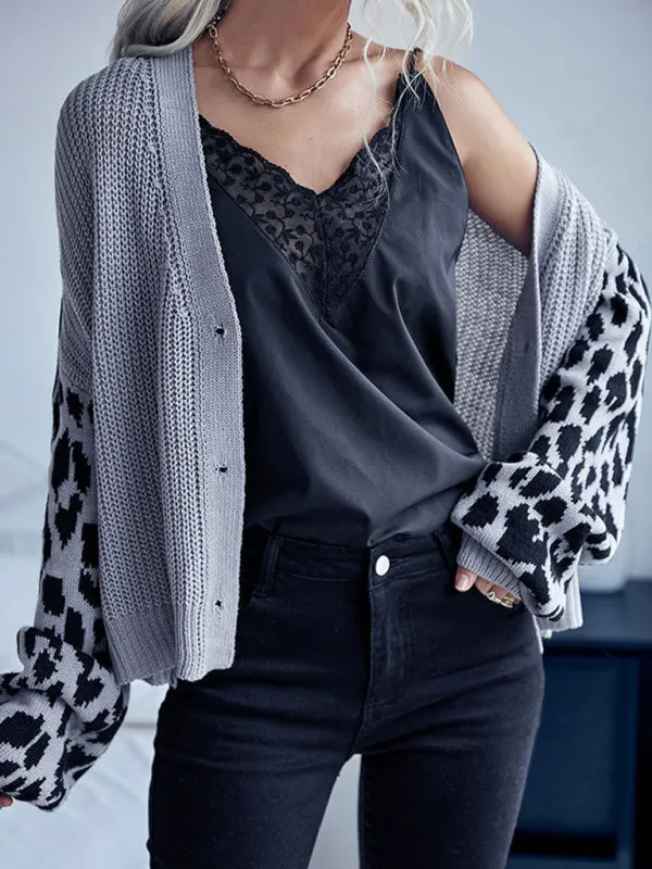 Women's Long Sleeve Leopard cardigan