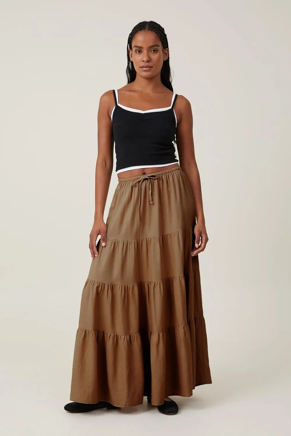 Women's Maxi Skirts Flowy Skirt Elastic High Waist Pleated A-Line Flared Long Skirts