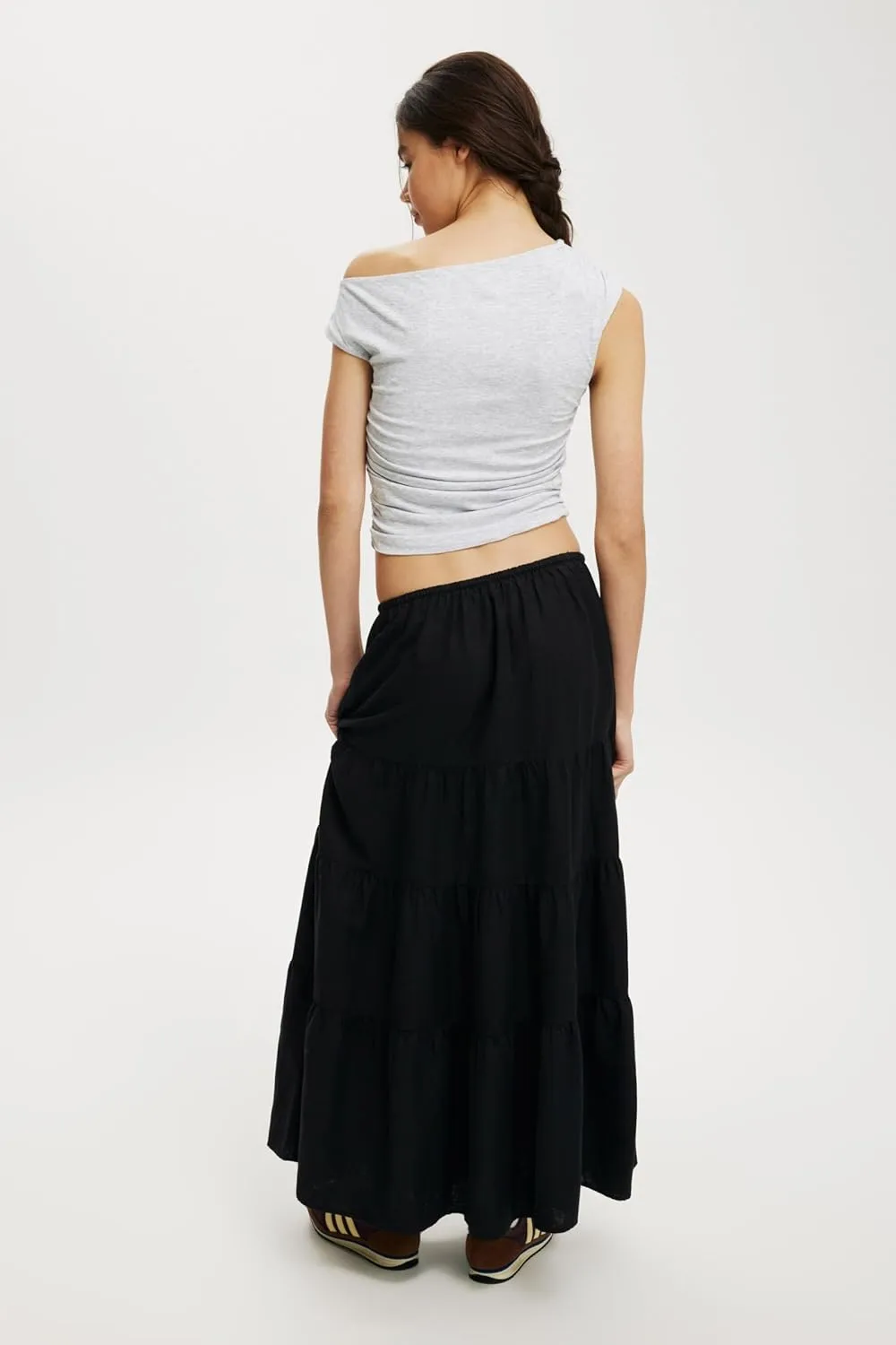 Women's Maxi Skirts Flowy Skirt Elastic High Waist Pleated A-Line Flared Long Skirts