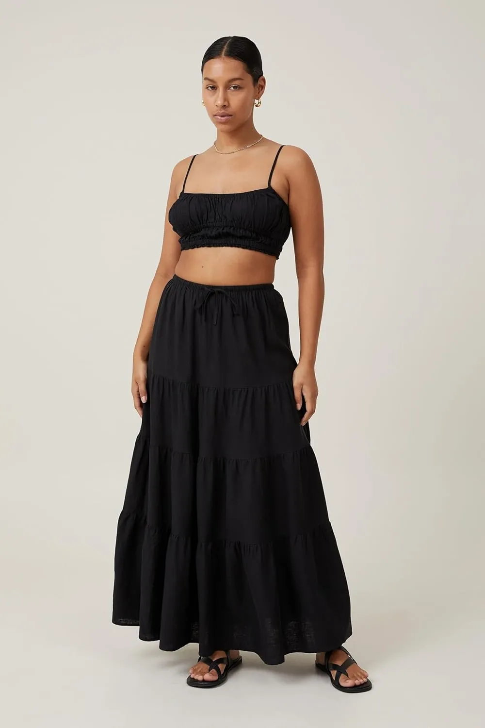 Women's Maxi Skirts Flowy Skirt Elastic High Waist Pleated A-Line Flared Long Skirts
