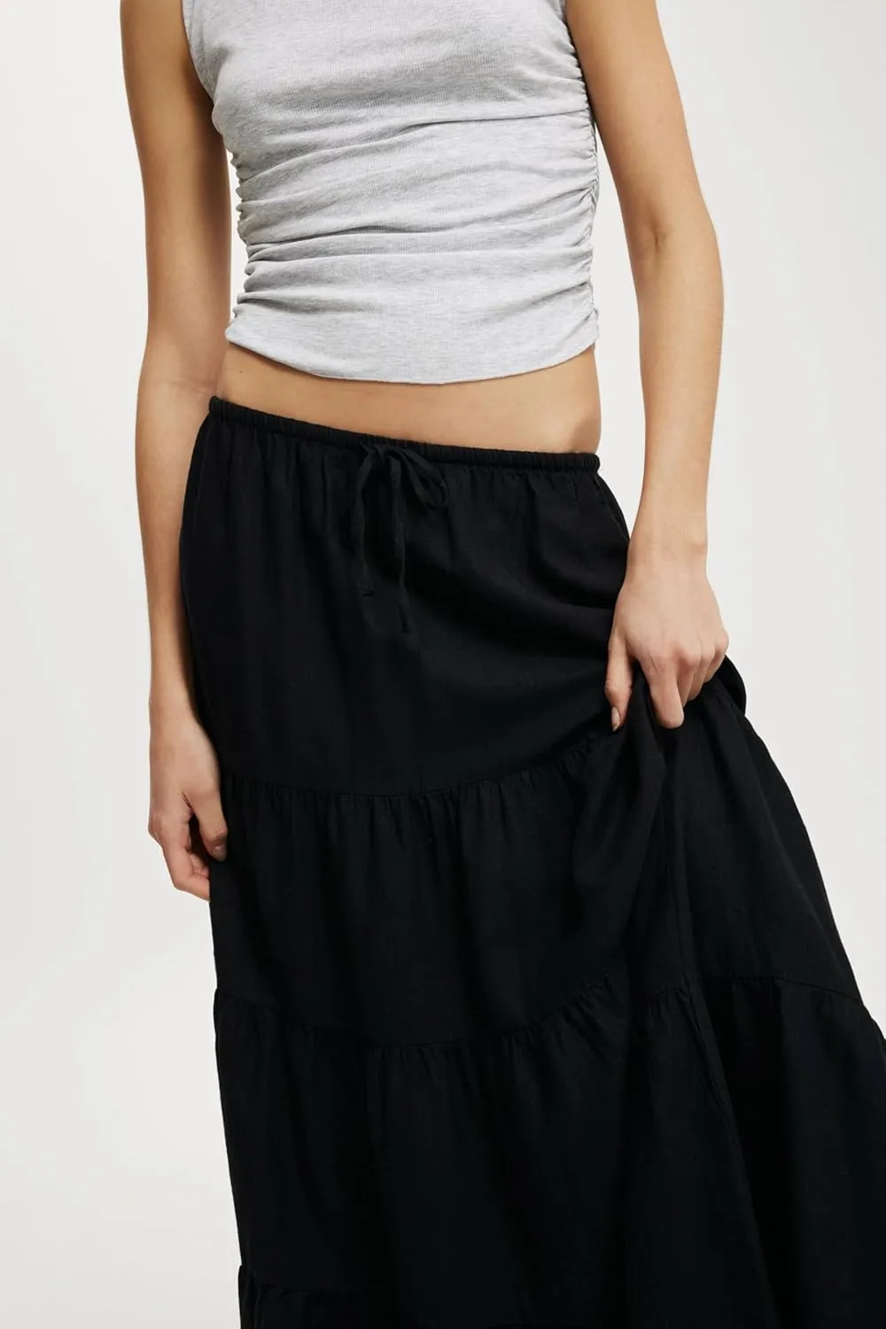 Women's Maxi Skirts Flowy Skirt Elastic High Waist Pleated A-Line Flared Long Skirts