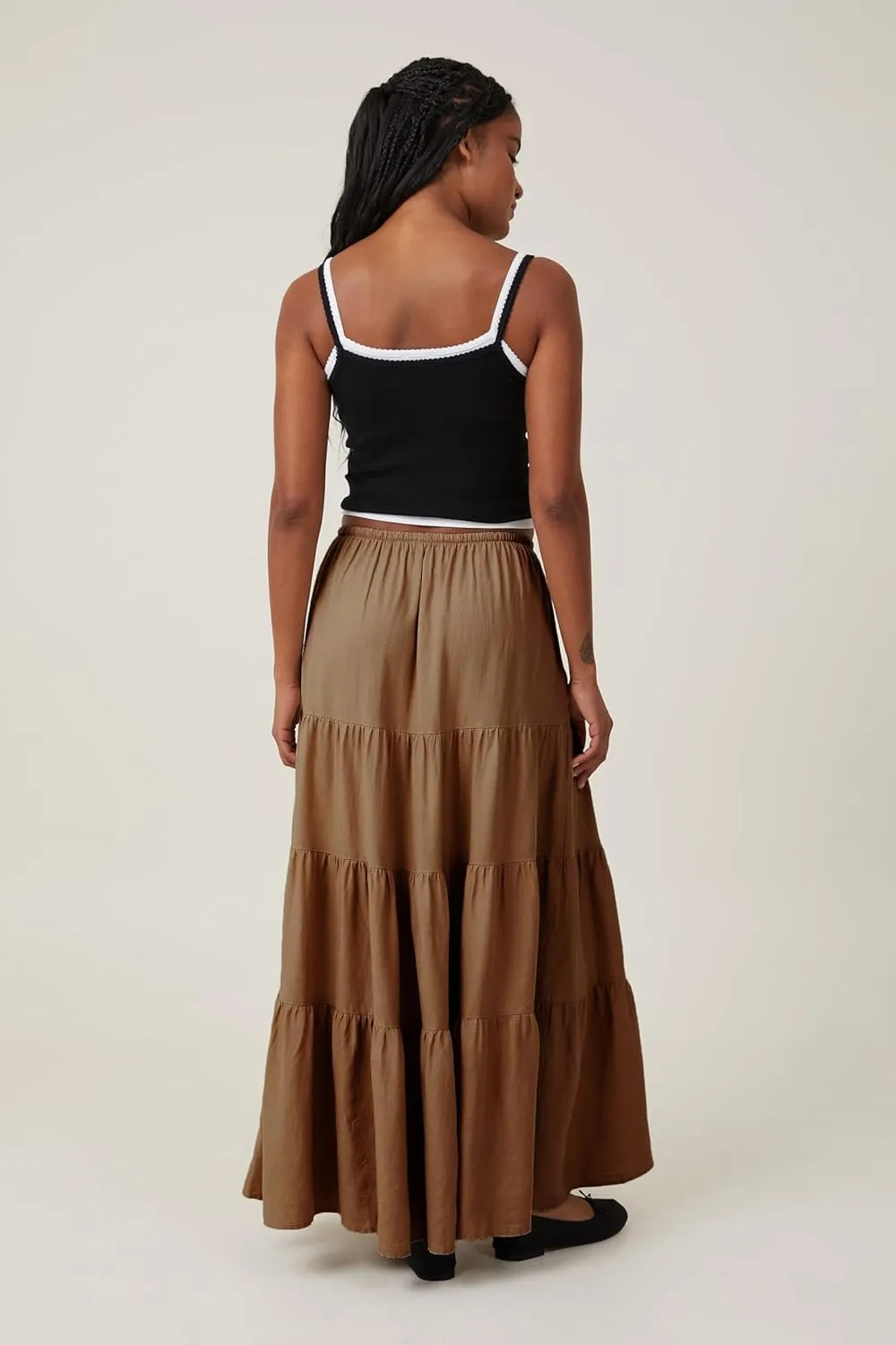Women's Maxi Skirts Flowy Skirt Elastic High Waist Pleated A-Line Flared Long Skirts