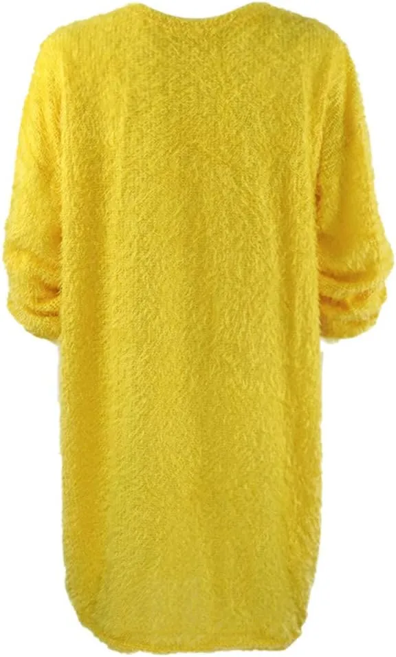Women's Sweater Dresses Knee Length Cream Dress Trendy Plus Size Long Sleeve Crewneck Pullover